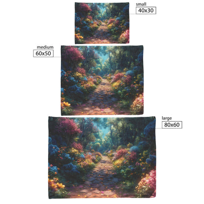 Enchanted Garden Path Fleece Sherpa Blanket Vibrant Nature Inspired Design - Awakening Righteousness