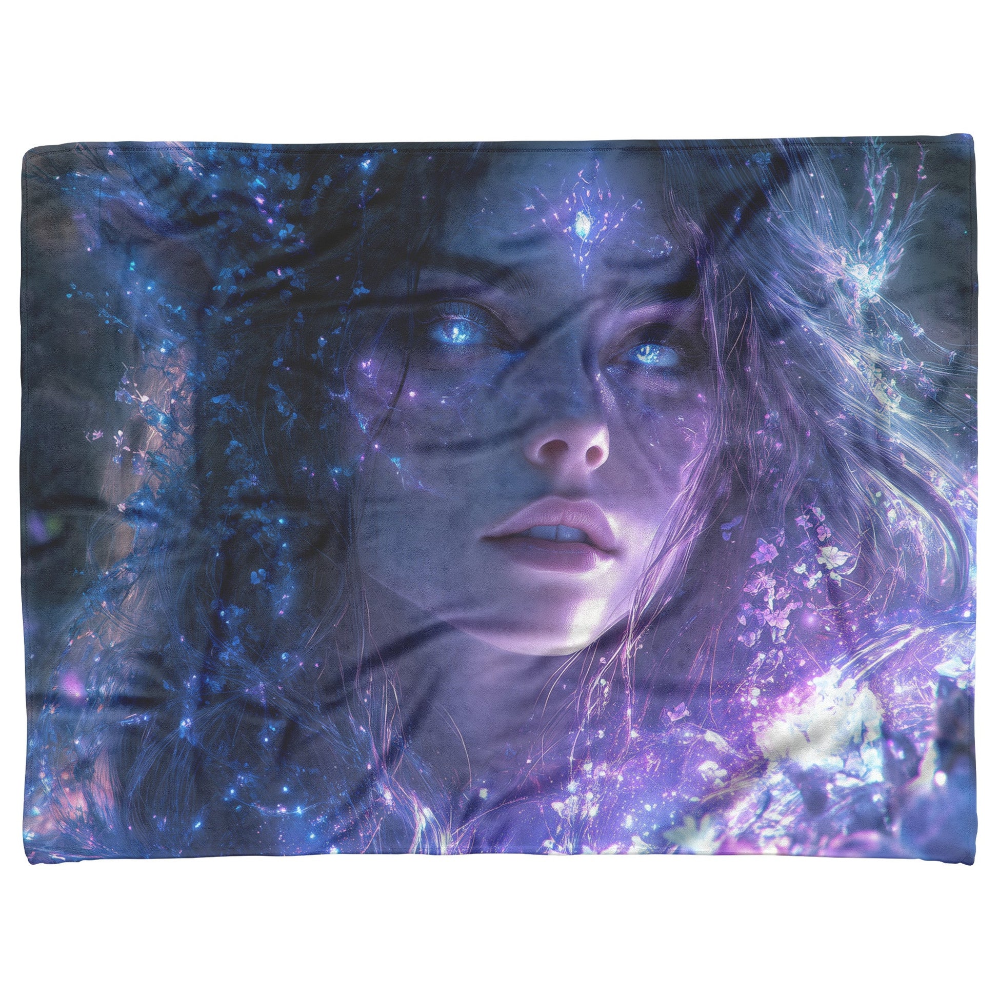 Enchanted Night Elf Fleece Sherpa Blanket Featuring Radiant Holy Female Alliance Elf in Mystical Glow - Awakening Righteousness