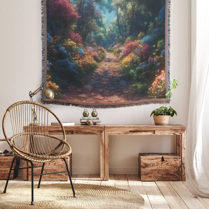 Enchanting Garden Path Woven Throw Blanket - Awakening Righteousness