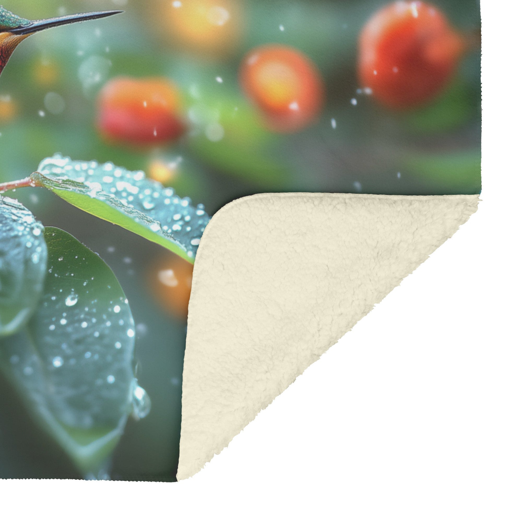 Ethereal Hummingbird Cozy Fleece Sherpa Blanket Nature's Beauty in Every Detail - Awakening Righteousness