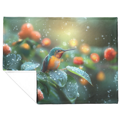 Ethereal Hummingbird Cozy Fleece Sherpa Blanket Nature's Beauty in Every Detail - Awakening Righteousness