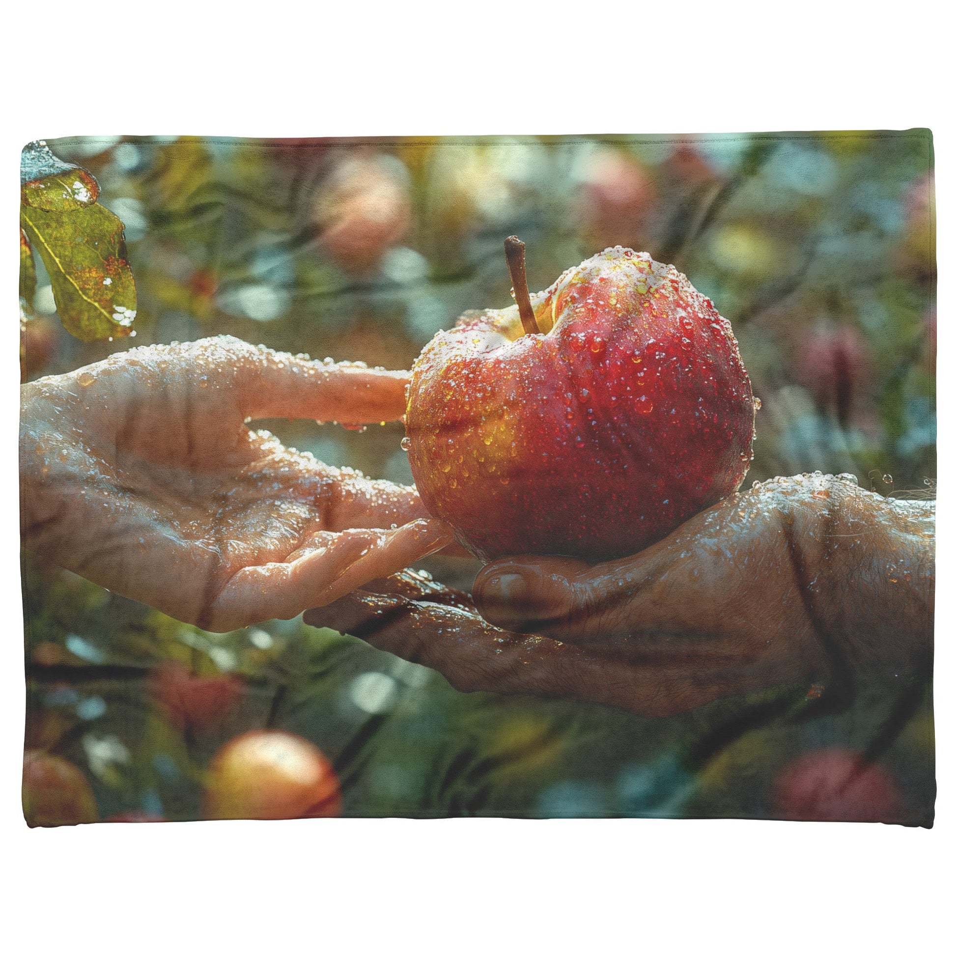Eve and Adam Handing Apple Garden of Eden Fleece Sherpa Blanket Biblical Artwork for Home Decor - Awakening Righteousness