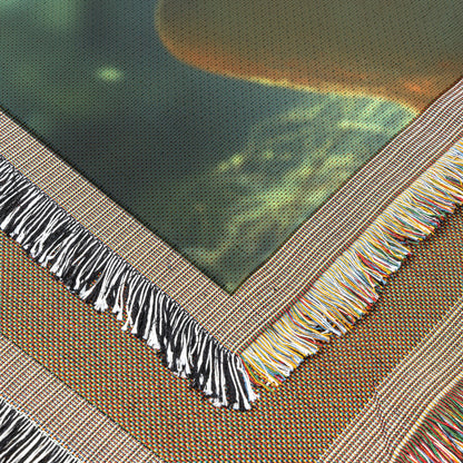 Eve and Serpent Face to Face in the Garden of Eden Woven Throw Blanket for Home Decor - Awakening Righteousness