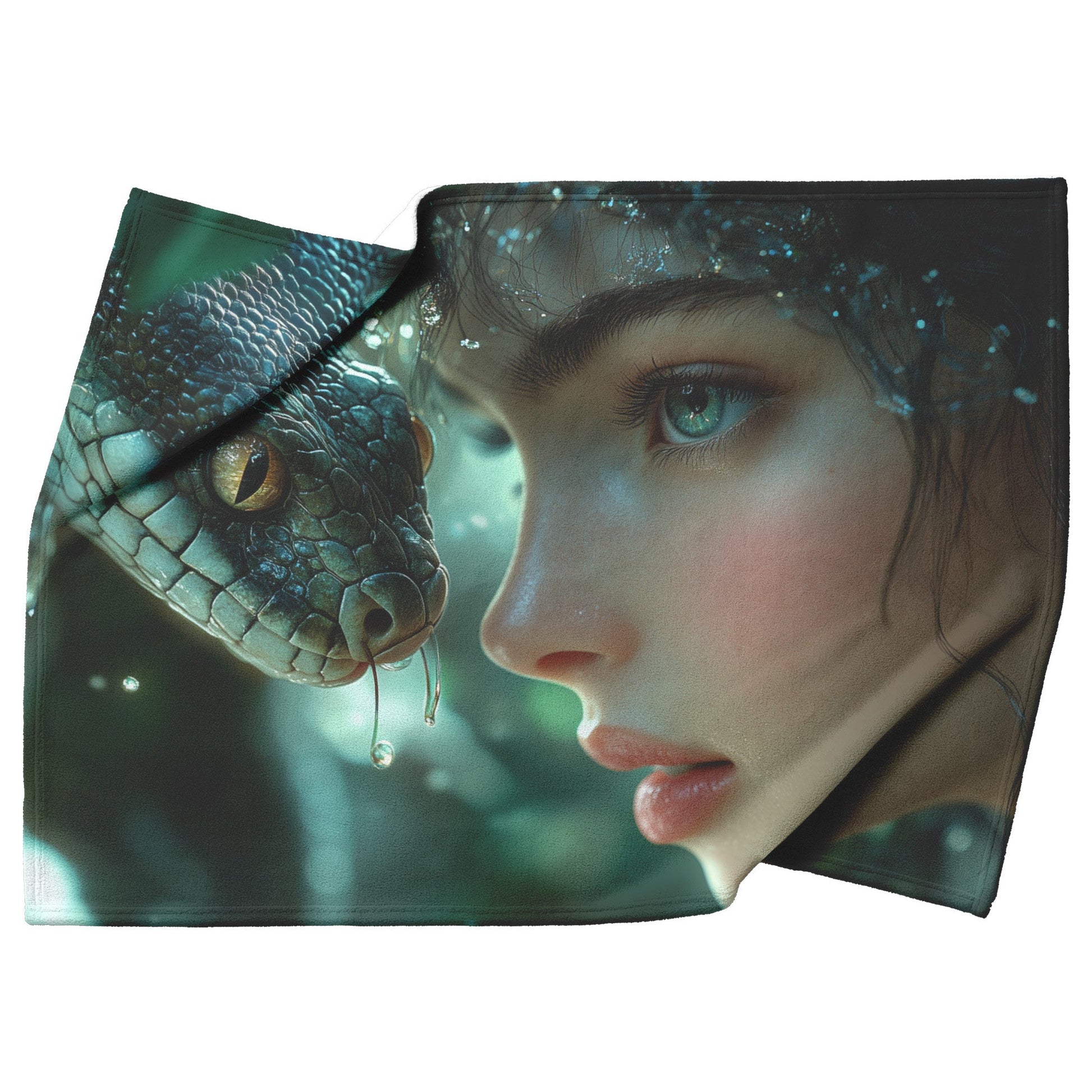 Eve and Serpent in Garden of Eden Fleece Sherpa Blanket Religious Artwork for Spiritual Home Decor - Awakening Righteousness