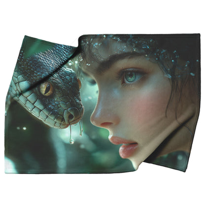 Eve and Serpent in Garden of Eden Fleece Sherpa Blanket Religious Artwork for Spiritual Home Decor - Awakening Righteousness