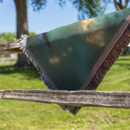 Eve and Serpent in the Garden of Eden with Glowing Eyes Woven Throw Blanket for Home Decor - Awakening Righteousness
