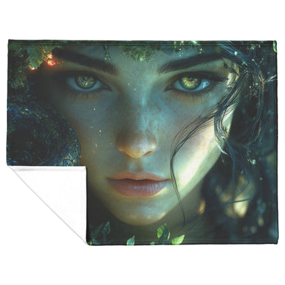 Eve in the Garden of Eden with Serpent Fleece Sherpa Blanket Biblical Art for Religious Home Decor - Awakening Righteousness