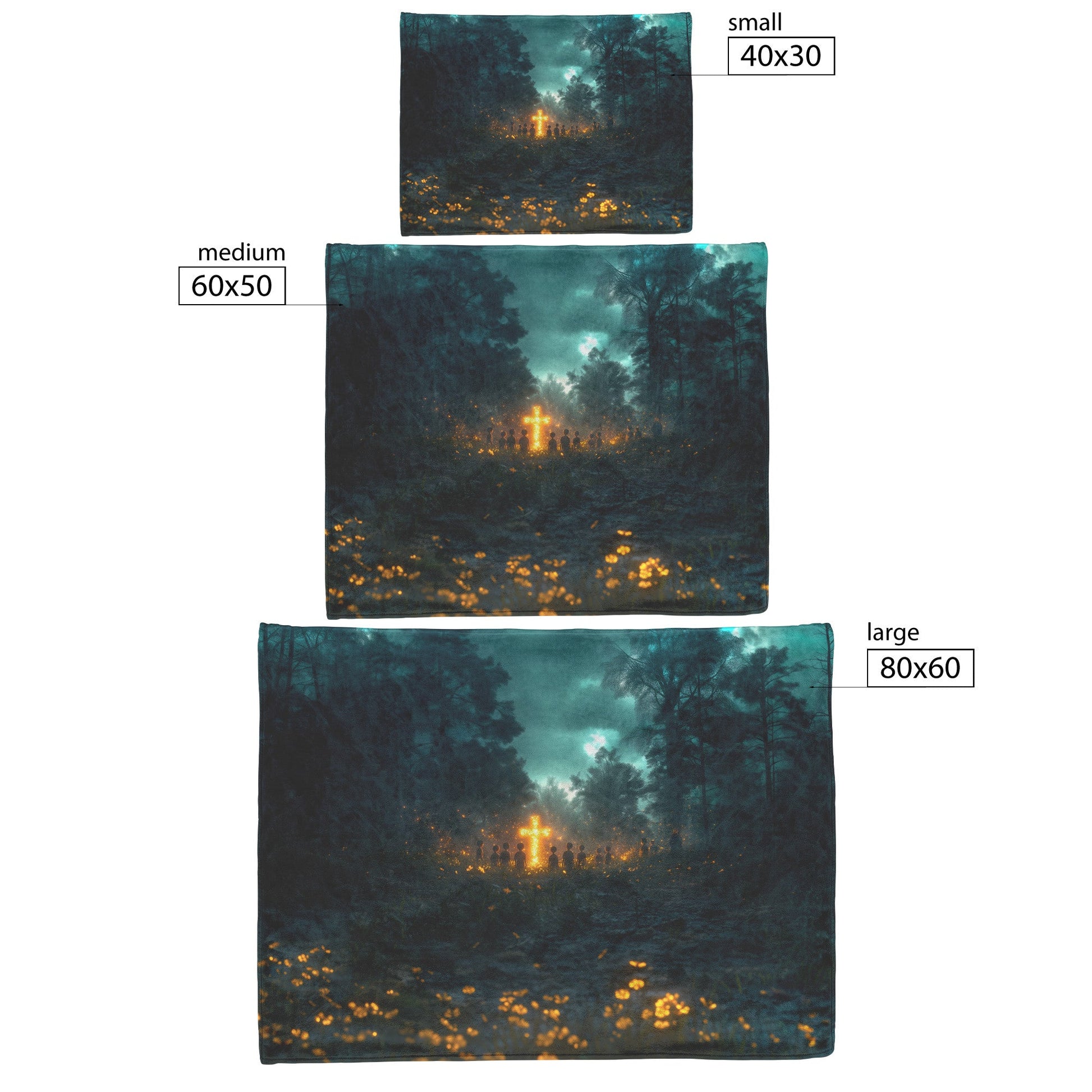Faith in the Forest Illuminated Cross Cozy Christian Fleece Sherpa Blanket - Awakening Righteousness