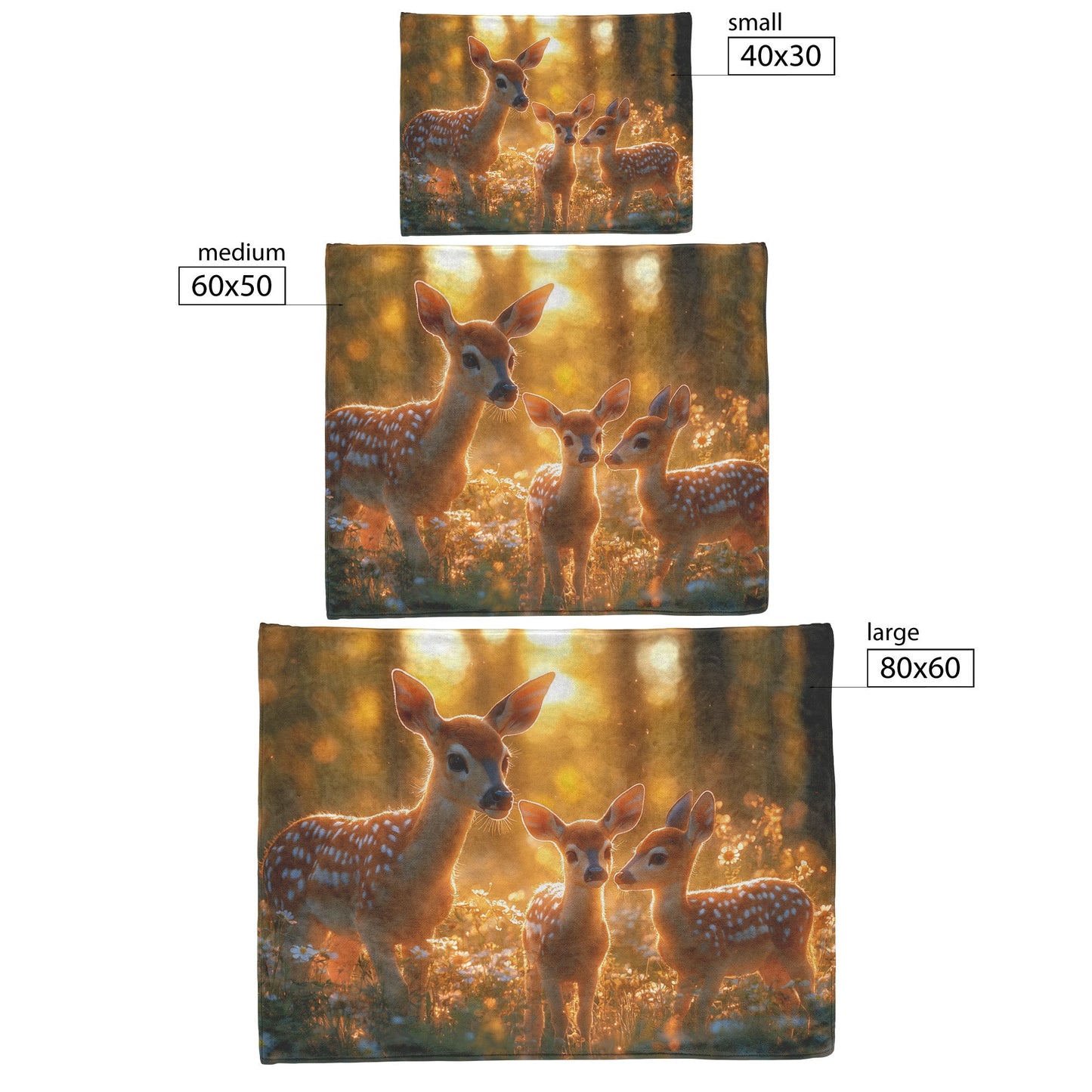 Family of Deer Grazing in Misty Meadow with Blooming Wildflowers and Glowing Morning Light Fleece Sherpa Blanket - Awakening Righteousness