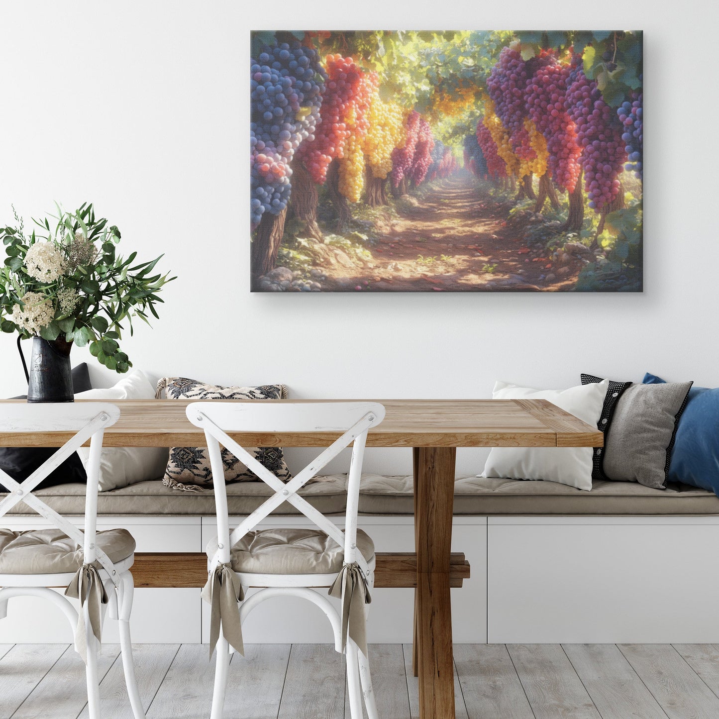 Fantasy Garden of Giant Grapes with Colorful Vines Canvas Wall Art Decor - Awakening Righteousness