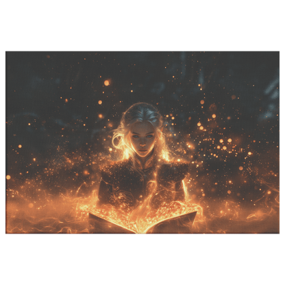Female Blood Elf Mage Conjuring Arcane Shields Shimmering Stars Radiant Cosmic Textures Canvas Wall Art - Awakening Righteousness