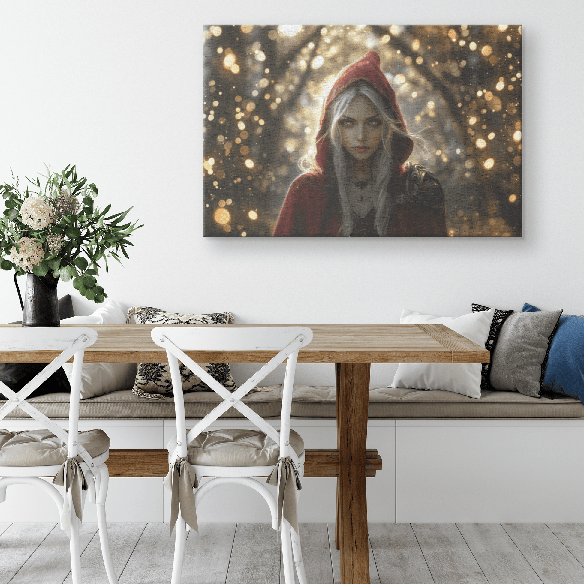 Female Blood Elf Rogue Hidden in Shadows Shimmering Golden Highlights Cascading Silver Reflections Canvas Wall Art - Awakening Righteousness
