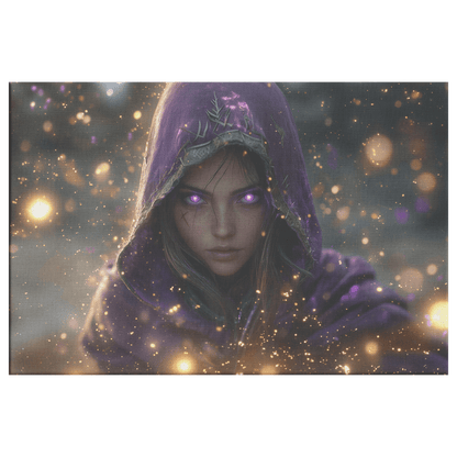 Female Night Elf Rogue Hidden Among Shadows Shimmering Stars Radiant Cosmic Accents Canvas Wall Art - Awakening Righteousness