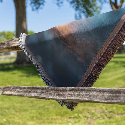 Fiery Cross Woven Throw Blanket for Christian Home Decor and Symbolic Inspirational Comfort - Awakening Righteousness