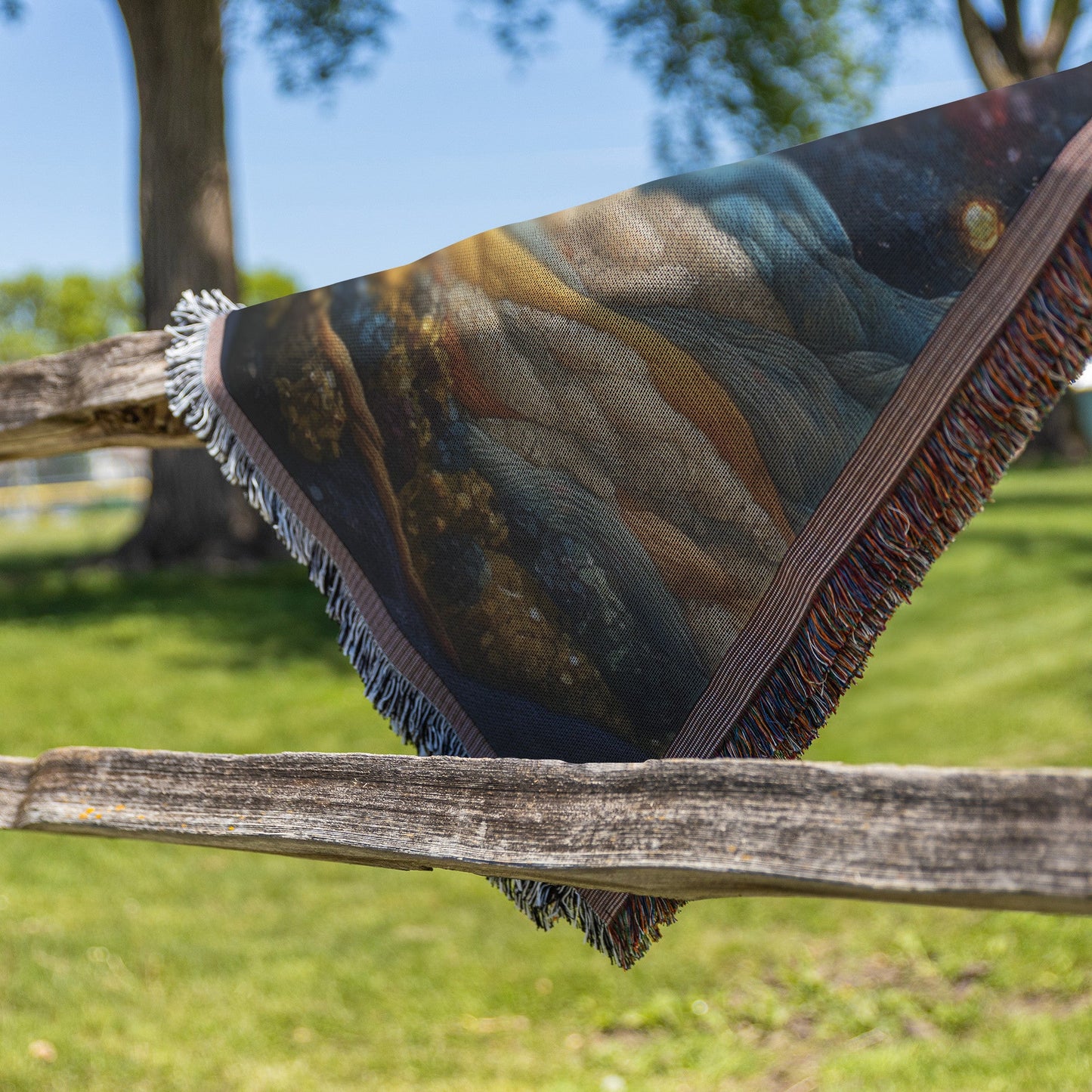 Fiery Tree of Life with Glowing Leaves and Starry Sky Woven Throw Blanket for Cozy Home Decor - Awakening Righteousness