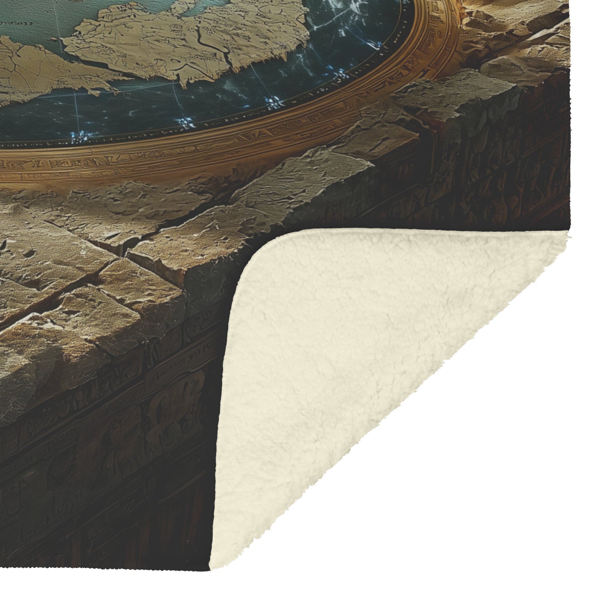 Flat Earth Firmament Ancient Hieroglyph Table Starry Cosmos Cozy Fleece Sherpa Blanket - Awakening Righteousness
