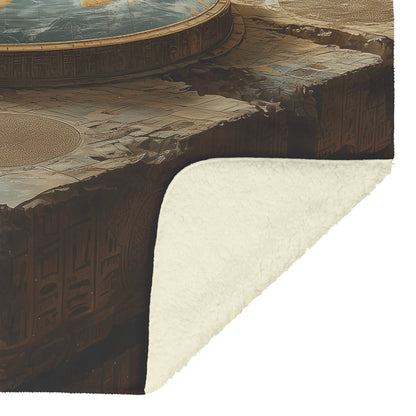 Flat Earth Firmament Ancient Stone Table Starry Cosmos Cozy Fleece Sherpa Blanket - Awakening Righteousness