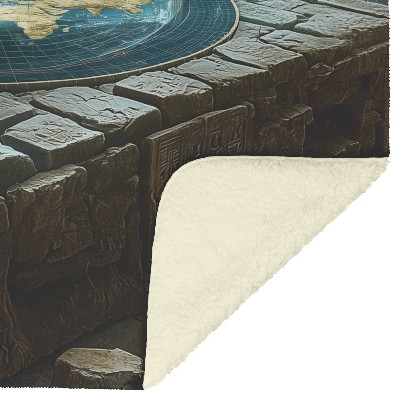 Flat Earth Firmament on Hieroglyph Carved Stone Bricks Starry Cosmos Cozy Fleece Sherpa Blanket - Awakening Righteousness