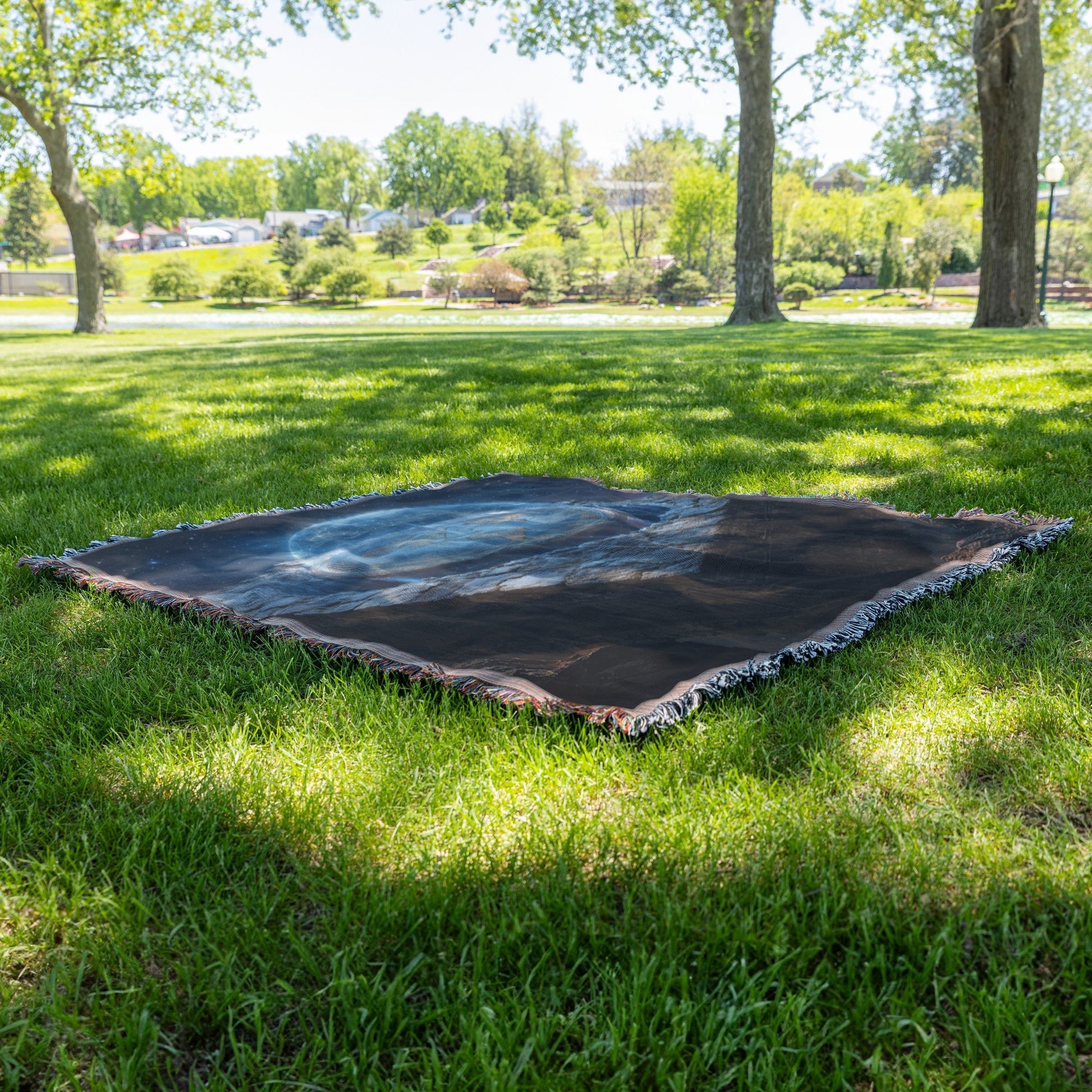 Flat Earth Firmament with Ancient Hieroglyphs Woven Throw Blanket - Awakening Righteousness