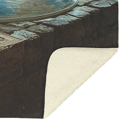 Flat Earth Firmament with Hieroglyph Carvings Starry Cosmos Cozy Fleece Sherpa Blanket - Awakening Righteousness
