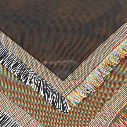 Flat Earth with Firmament and Ancient Carved Stone Table Woven Throw Blanket - Awakening Righteousness