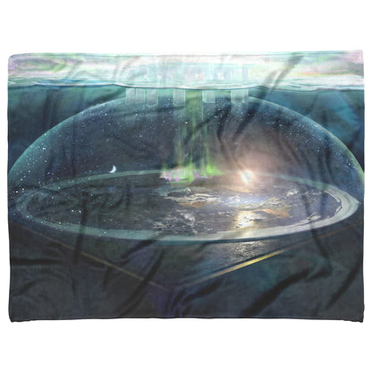 Flat Earth with Firmament Cozy Christian Fleece Sherpa Blanket - Awakening Righteousness