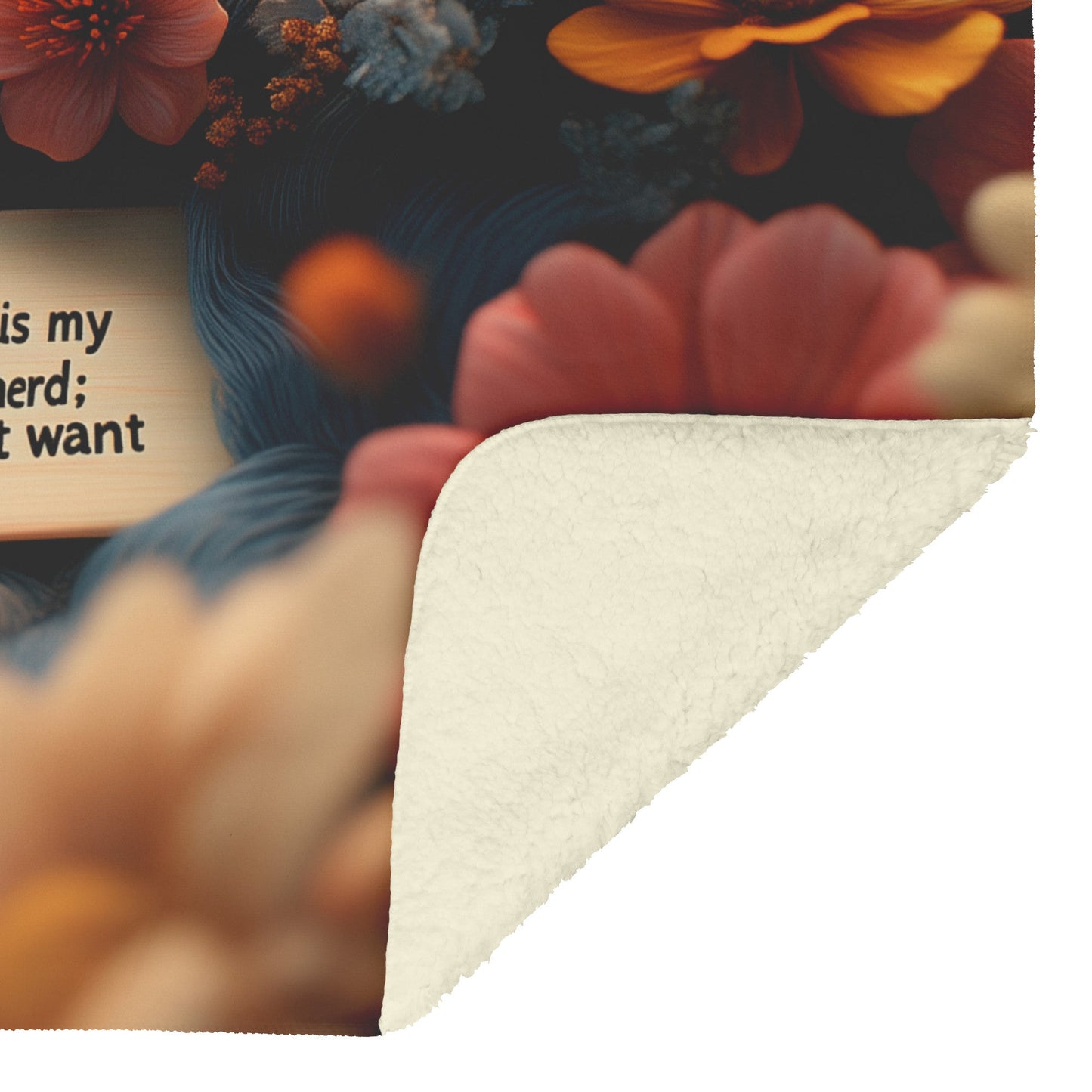 Floral Design with Psalm 23 The Lord Is My Shepherd Verse Fleece Sherpa Blanket Ultra Soft Cozy Perfect for Gift Home - Awakening Righteousness