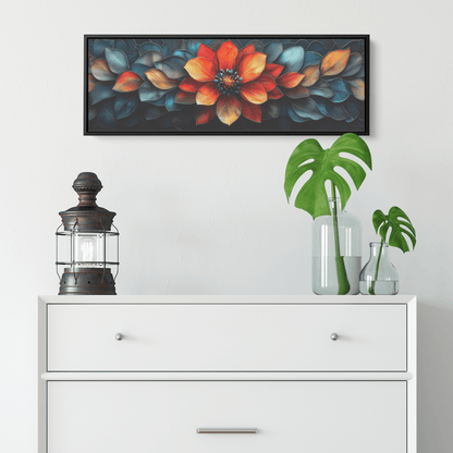 Floral Mandalas Geometric Symmetry Intricate Stained Glass Panoramic Framed Canvas Wall Art Decor - Awakening Righteousness