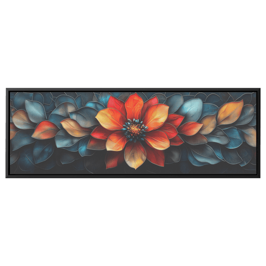 Floral Mandalas Geometric Symmetry Intricate Stained Glass Panoramic Framed Canvas Wall Art Decor - Awakening Righteousness