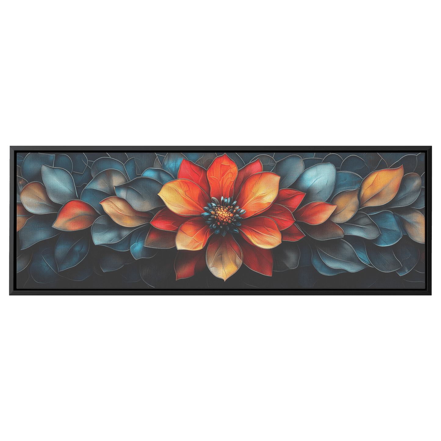 Floral Mandalas Geometric Symmetry Intricate Stained Glass Panoramic Framed Canvas Wall Art Decor - Awakening Righteousness