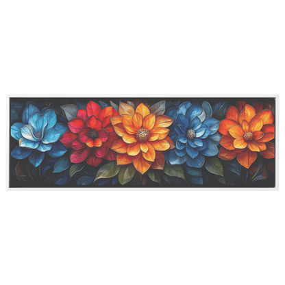 Floral Mandalas Geometric Symmetry Stained Glass Panoramic Framed Canvas Wall Art for Home and Office Decor - Awakening Righteousness