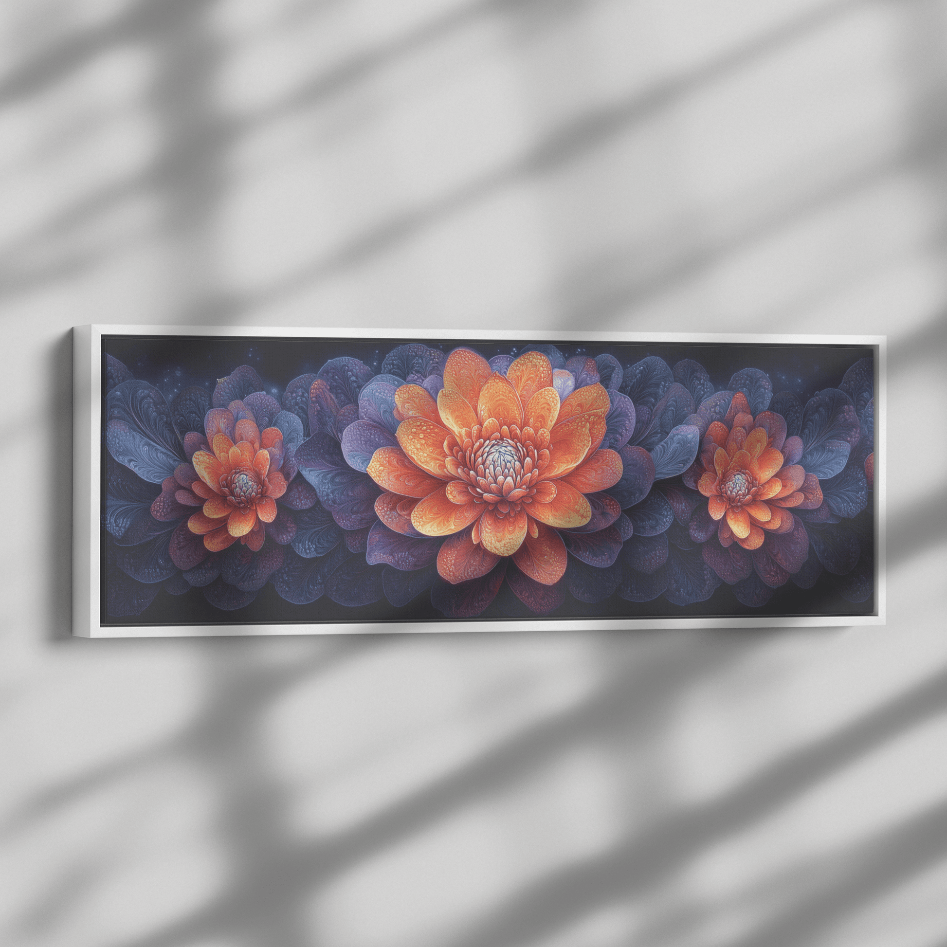 Floral Mandalas Geometric Symmetry Stained Glass Panoramic Framed Canvas Wall Art for Home and Office Decor - Awakening Righteousness