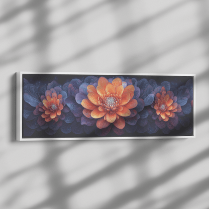 Floral Mandalas Geometric Symmetry Stained Glass Panoramic Framed Canvas Wall Art for Home and Office Decor - Awakening Righteousness
