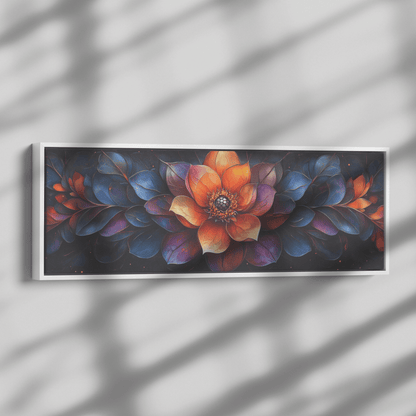 Floral Mandalas Geometric Symmetry Stained Glass Panoramic Framed Canvas Wall Art for Home and Office Decor - Awakening Righteousness
