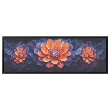 Floral Mandalas Geometric Symmetry Stained Glass Panoramic Framed Canvas Wall Art for Home and Office Decor - Awakening Righteousness