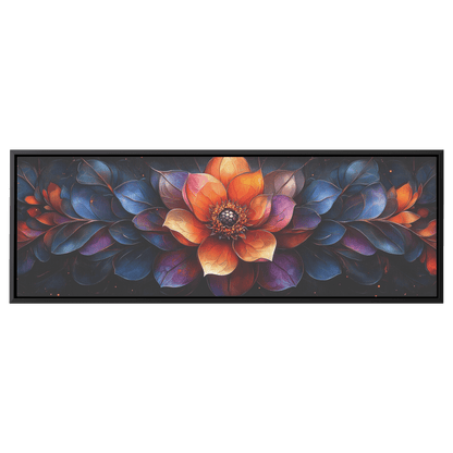 Floral Mandalas Geometric Symmetry Stained Glass Panoramic Framed Canvas Wall Art for Home and Office Decor - Awakening Righteousness