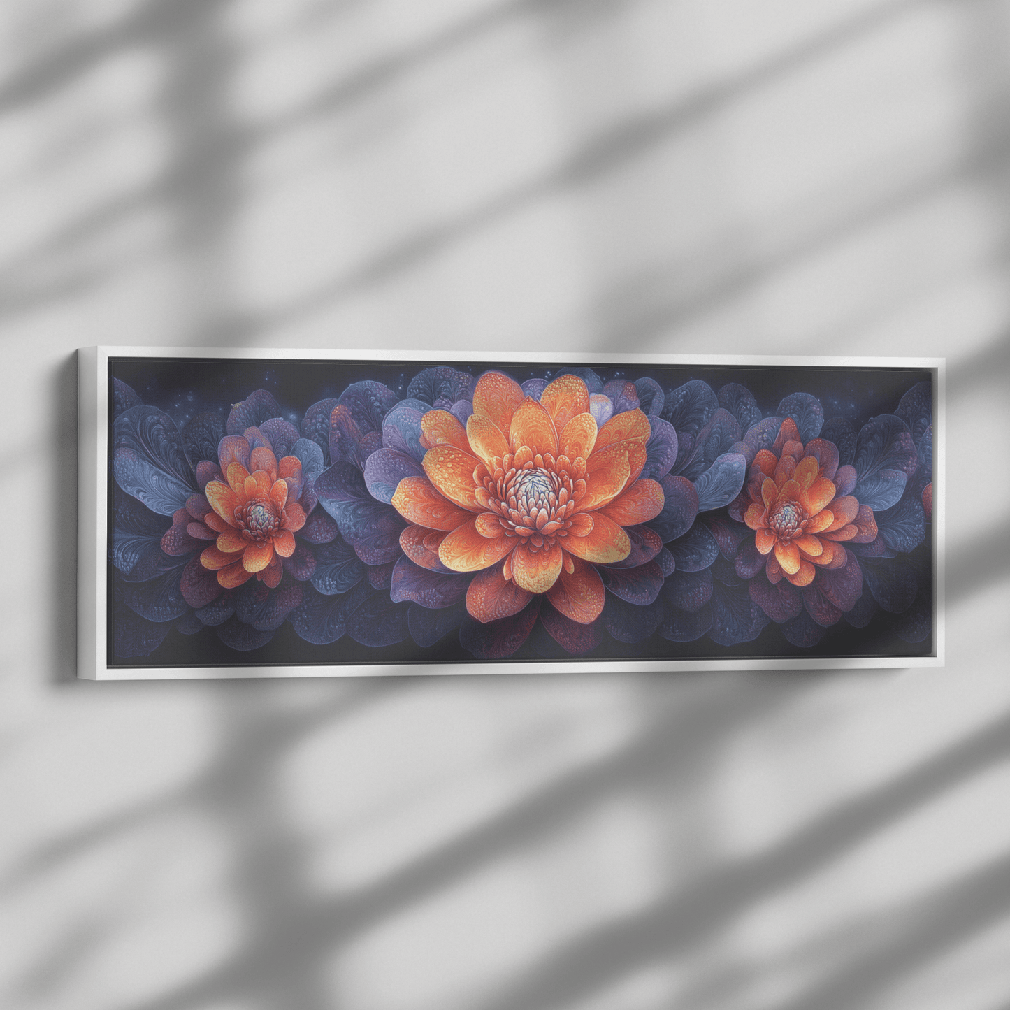 Floral Mandalas Geometric Symmetry Stained Glass Panoramic Framed Canvas Wall Art for Home and Office Decor - Awakening Righteousness