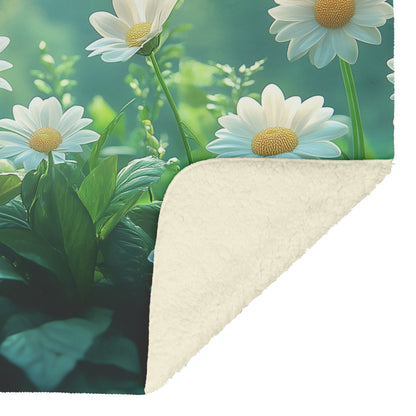 Fresh Daisy Garden Fleece Sherpa Blanket for Ultimate Comfort and Relaxation with Soft Floral Design - Awakening Righteousness
