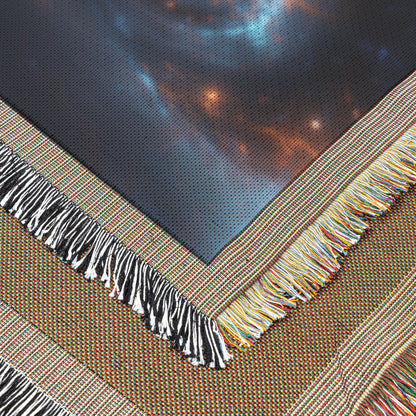 Galactic Spiral and Cosmic Lights Woven Throw Blanket - Awakening Righteousness