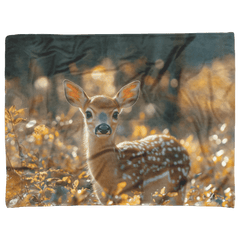 Gentle Fawn in Golden Autumn Forest Cozy Sherpa Fleece Blanket - Awakening Aesthetics