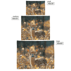 Gentle Fawn in Golden Autumn Forest Cozy Sherpa Fleece Blanket - Awakening Aesthetics
