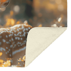 Gentle Fawn in Golden Autumn Forest Cozy Sherpa Fleece Blanket - Awakening Aesthetics