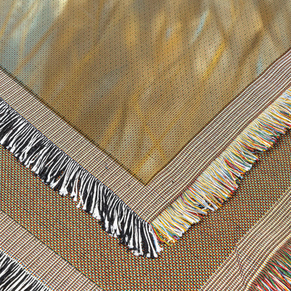 Girl Among Golden Wheat Fields Woven Throw Blanket - Awakening Righteousness