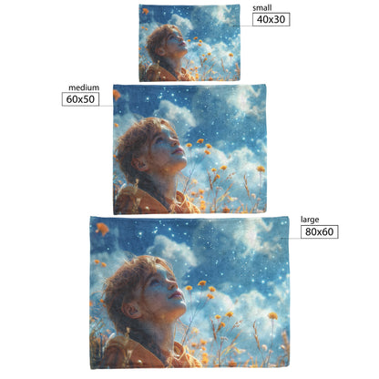 Girl Looking Up At Starry Sky Surrounded By Flowers Fleece Sherpa Blanket Inspirational Gift Faith And Hope Design - Awakening Righteousness
