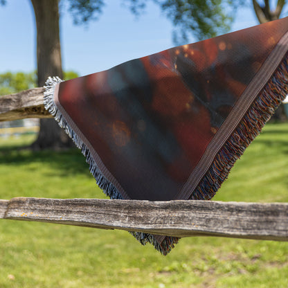 Glowing Autumn Leaf in Golden Light Woven Throw Blanket - Awakening Righteousness