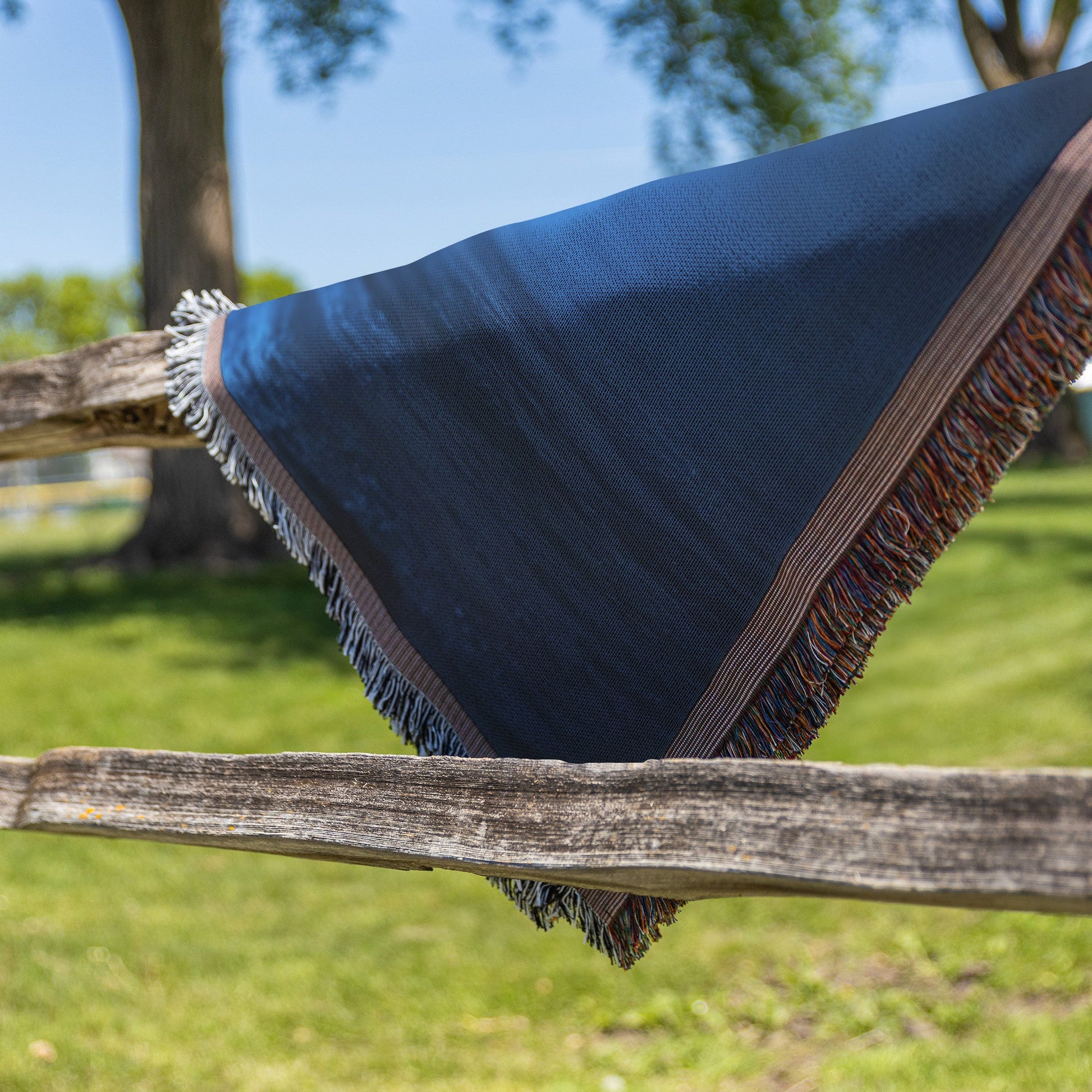 Glowing Blue Cross in Mist Woven Throw Blanket for Inspirational Christian Home Decor and Cozy Comfortv - Awakening Righteousness