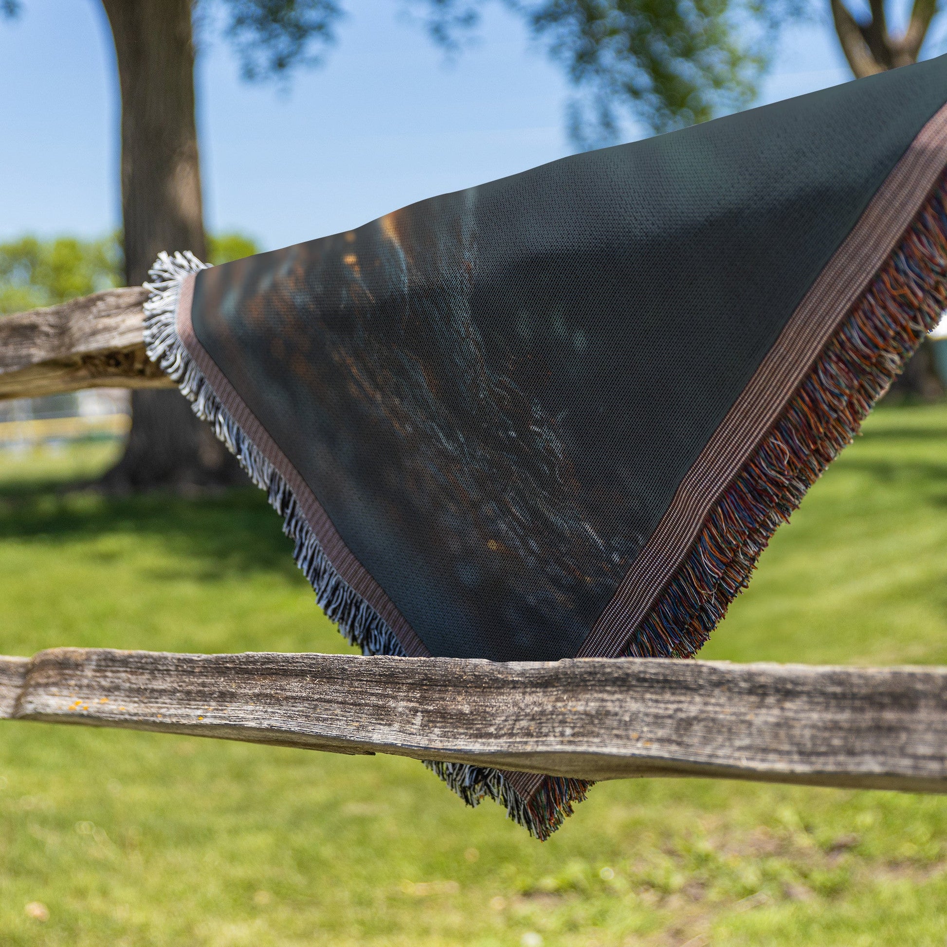 Glowing Cross at the Heart of Ancient Tree Woven Throw Blanket for Spiritual Home Decor - Awakening Righteousness