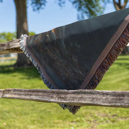 Glowing Cross at the Heart of Ancient Tree Woven Throw Blanket for Spiritual Home Decor - Awakening Righteousness