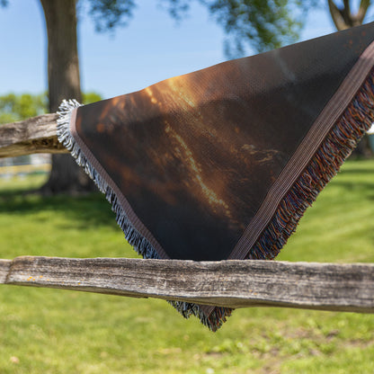 Glowing Cross Embedded in Tree Woven Throw Blanket for Inspirational Christian Home Decor and Cozy Comfort - Awakening Righteousness