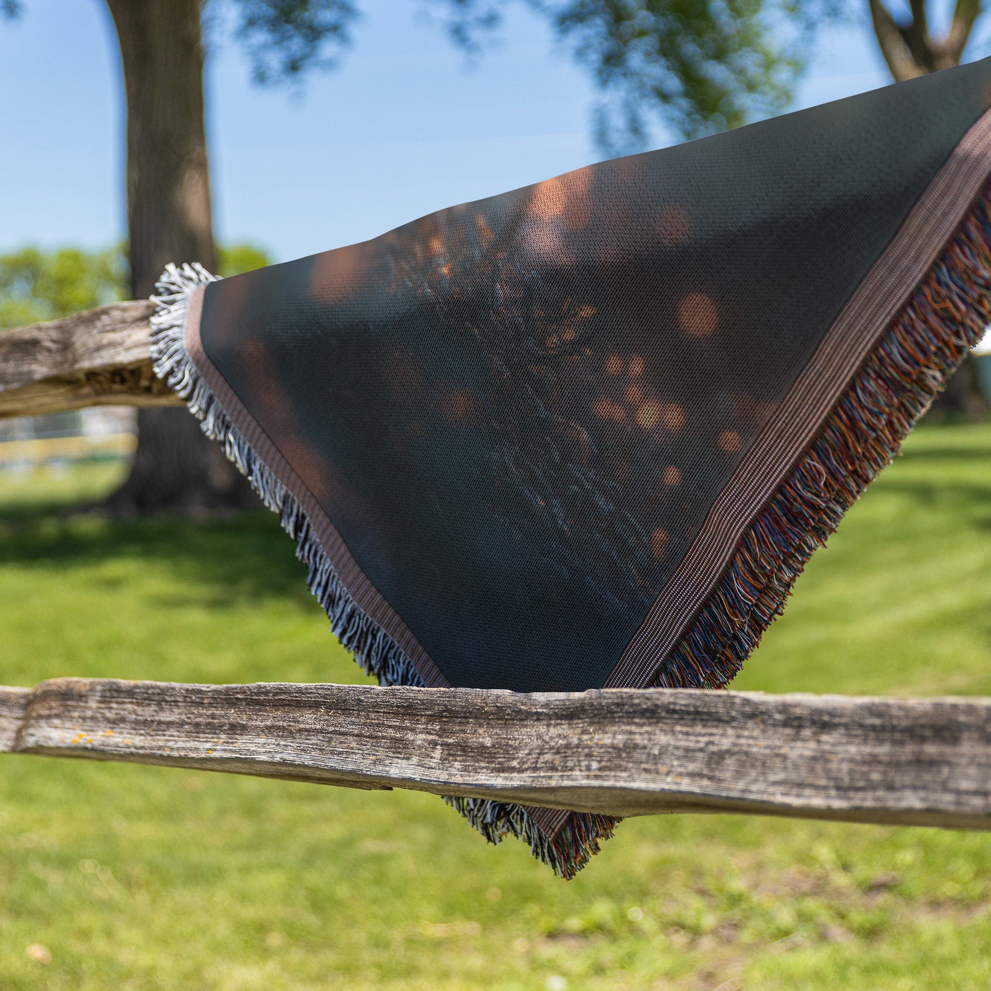Glowing Cross Surrounded by Lush Greenery Woven Throw Blanket for Spiritual Home Decor - Awakening Righteousness